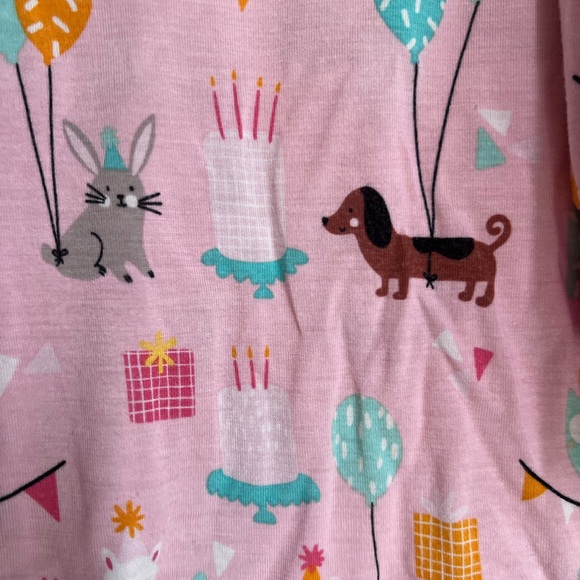 Little Sleepies Pink Party Animals Birthday Long Sleeve Pajama Set Size 12-18M - Picture 5 of 9